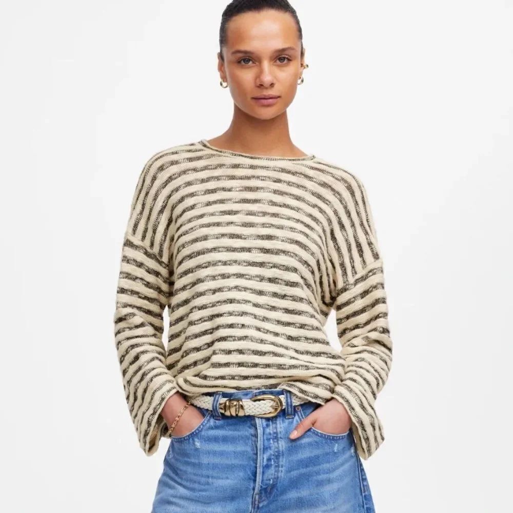 Madewell NWT Ivory Striped Knit Sweater XS